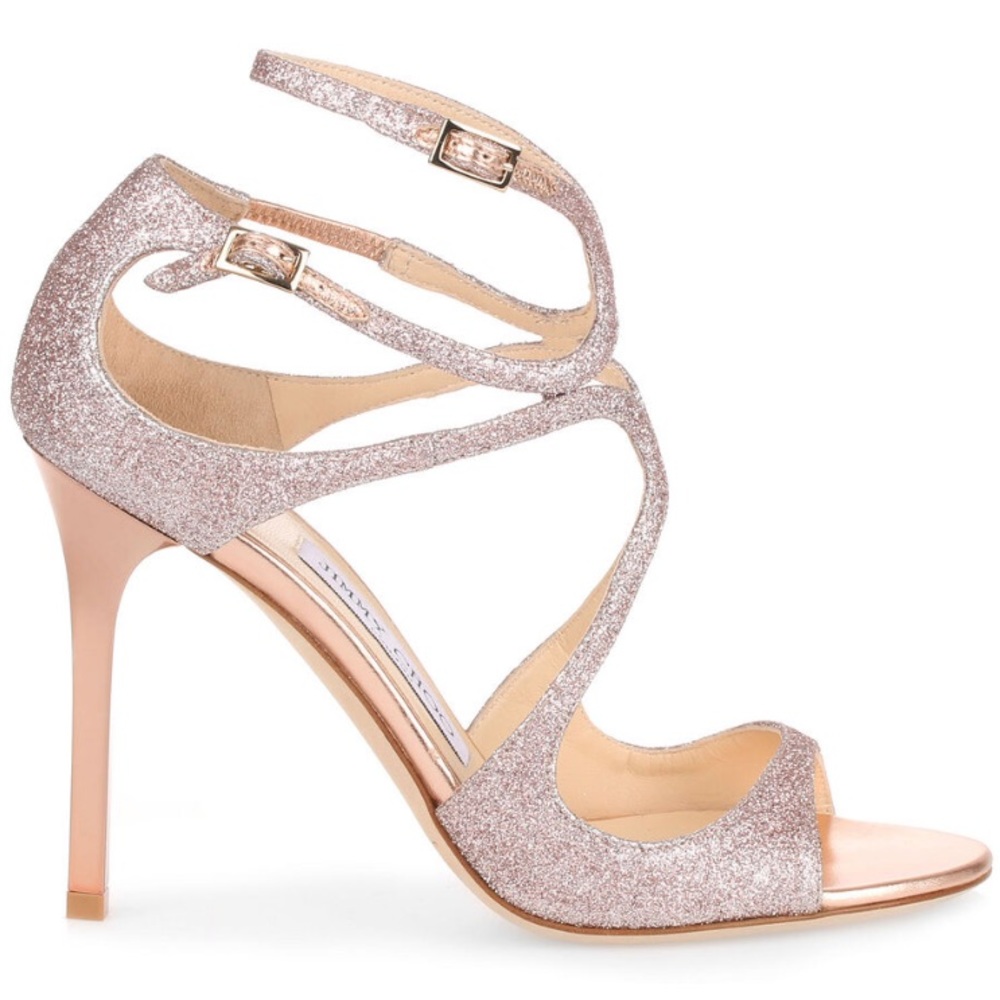 Jimmy Choo Lang tea rose fine glitter sandal 🌟 - Picture 3 of 10